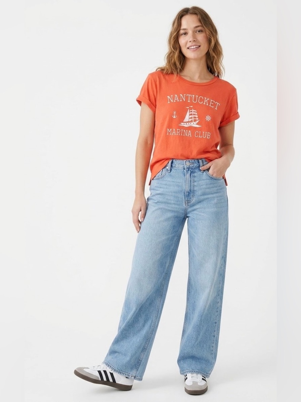Lou & Grey $40 P2P21-22” L23” Orange Nantucket Marina Club Graphic Tee M